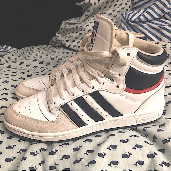 🦌Adidas Top Ten Women Men size 7.5 High Top Red/white/navy & gray GUC… 1️⃣0️⃣ - Picture 4 of 13